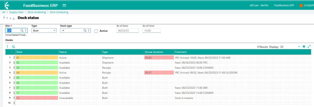 Streamline Dock Scheduling with FoodBusiness ERP 2023 R2 3 dock scheduling functionality in FoodBusiness ERP 2023 R2