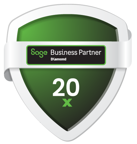 Sage Business Partner Badge 2025 20 times Sage Diamond Business Partner