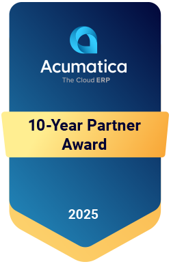 Acumatica 10-Year Partner Award 2025 Badge NexTec Group