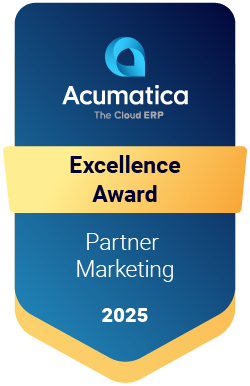 Acumatica Excellence Award Partner Marketing 2025 Badge NexTec Group