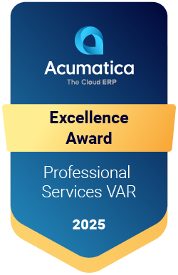 Acumatica Excellence Award Professional Services VAR 2025 Badge NexTec Group